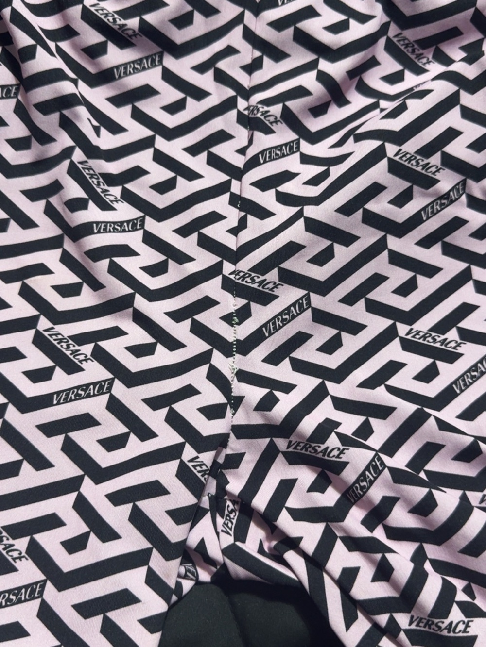 Versace Pink and Black Geometric Logo Print Blouse